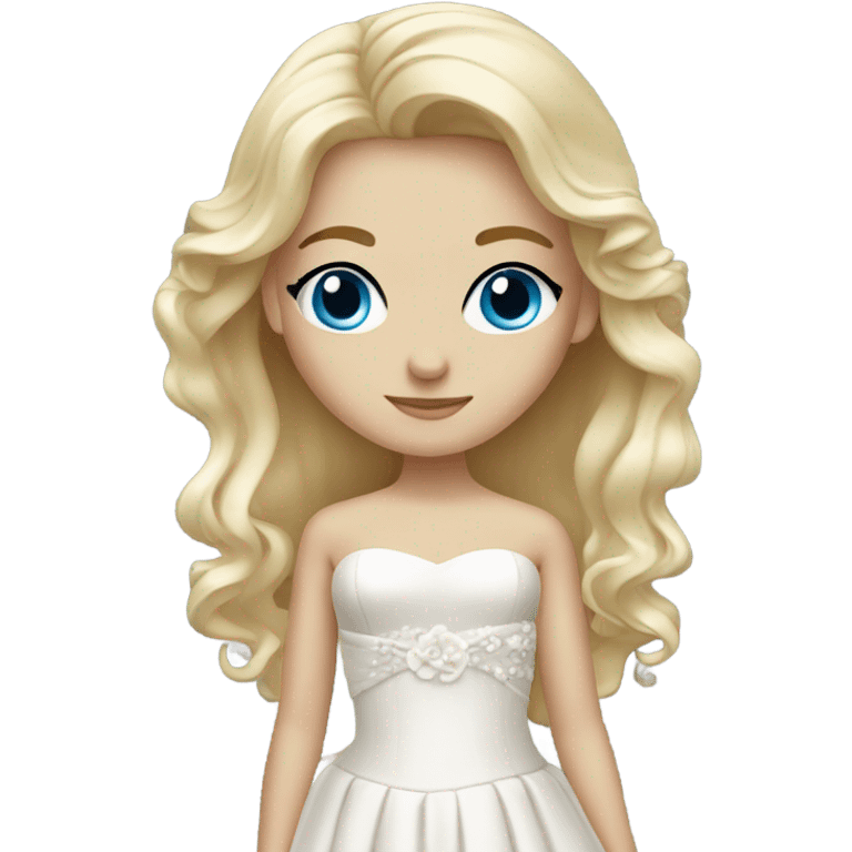 Beautiful blond girl with blue eyes and bowed wedding dress emoji