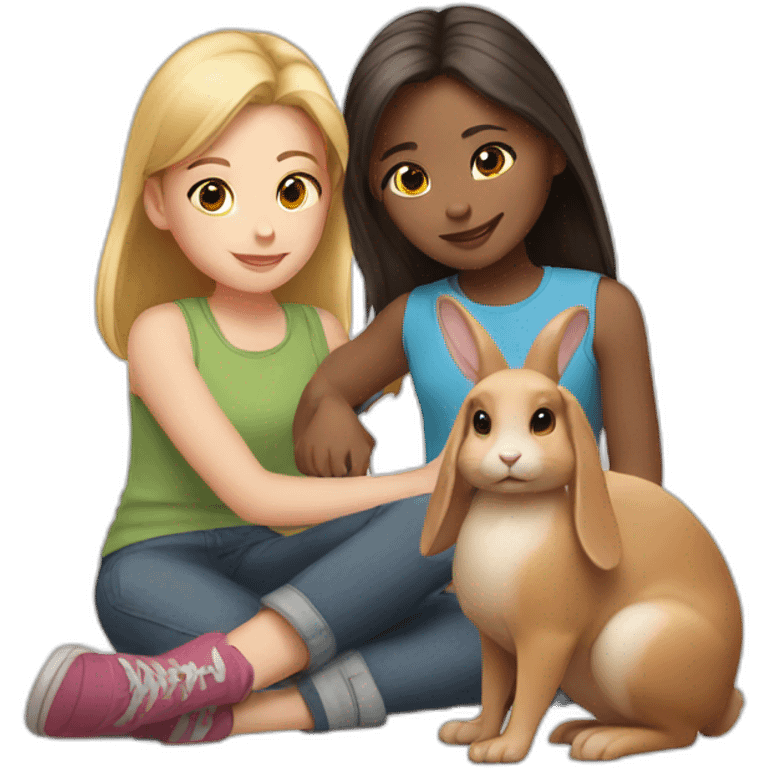 two girls and a rabbit emoji