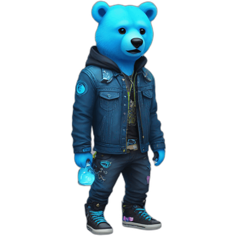 bear blue neon punk emoji