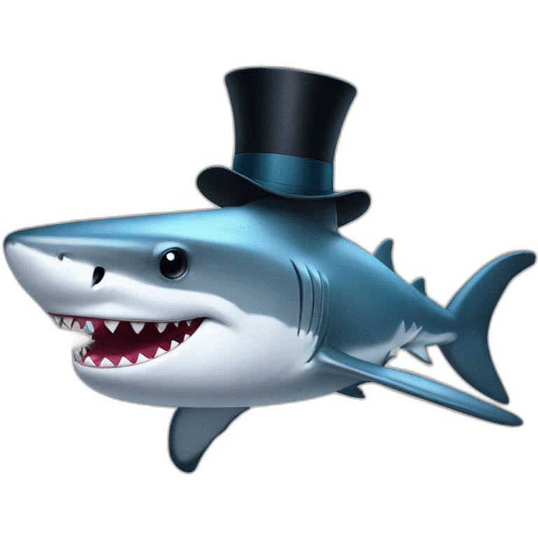 Shark with a top hat emoji