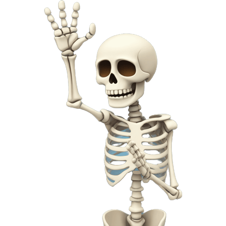 skeleton raising right hand, shown from the shoulders up emoji