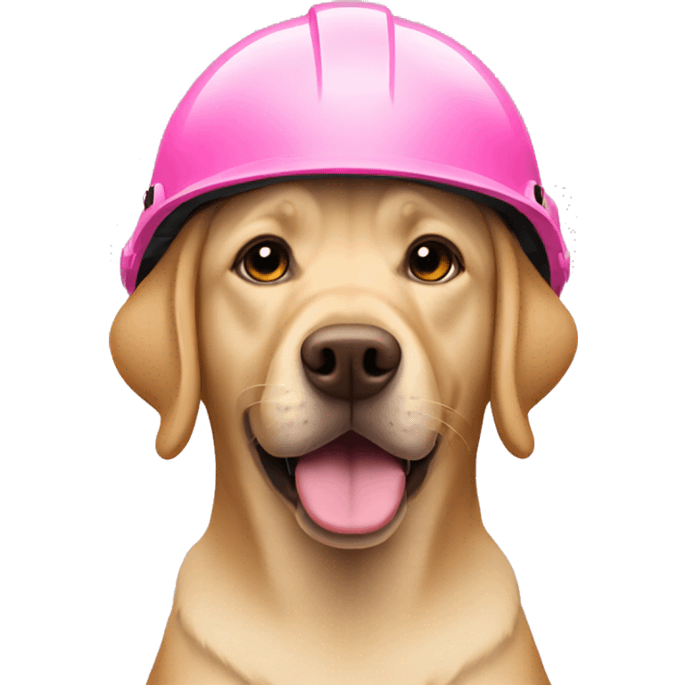 Labrador with pink building helmet emoji