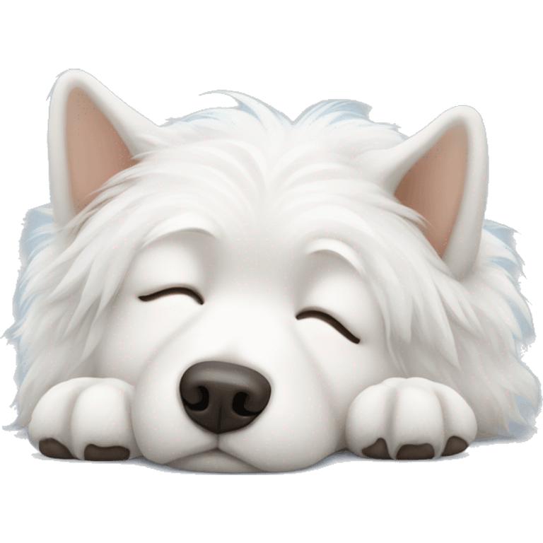 Fluffy white dog sleeping emoji