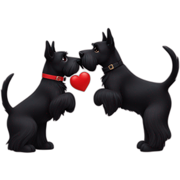 Two black Scottish terrier kissing emoji