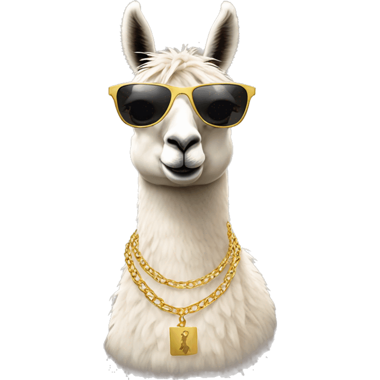 Llama with sunglasses and a gold necklace emoji