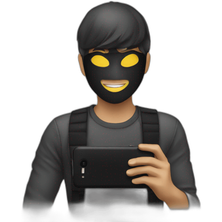 masked boy taking phone selfie emoji