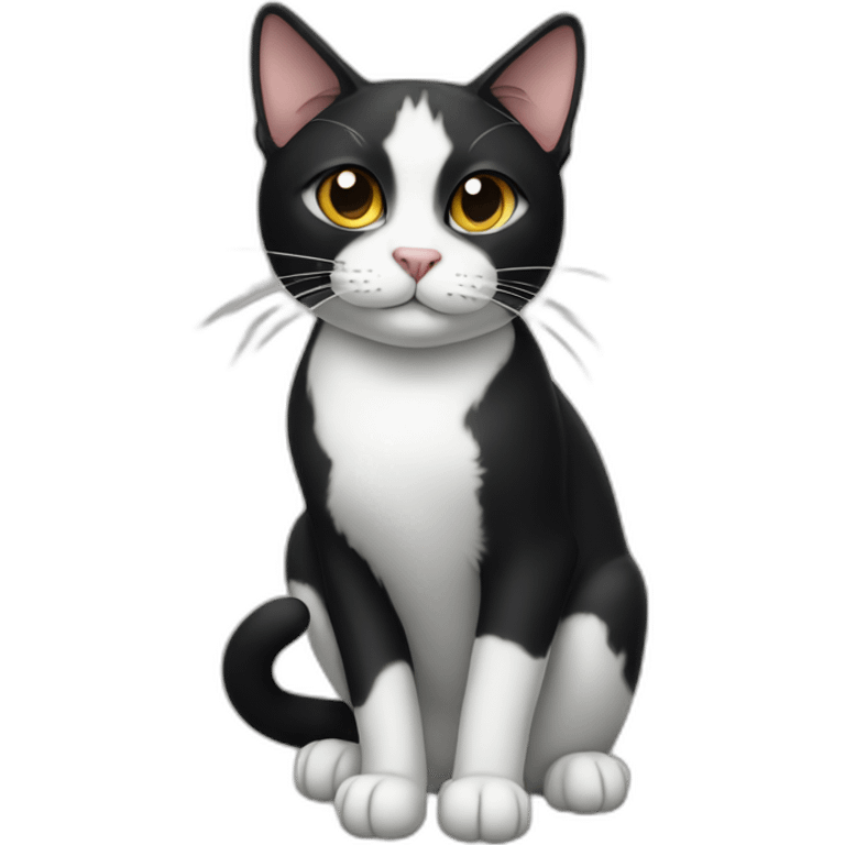 tuxedo cat with a clipped left ear emoji