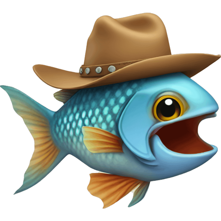 fish wearing a cowboy hat emoji