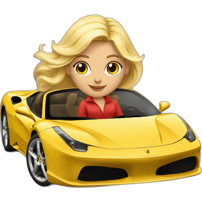 Femme blonde dans une Ferrari emoji