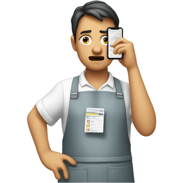 person facepalming wearing apron because ads are popping up on their phone emoji