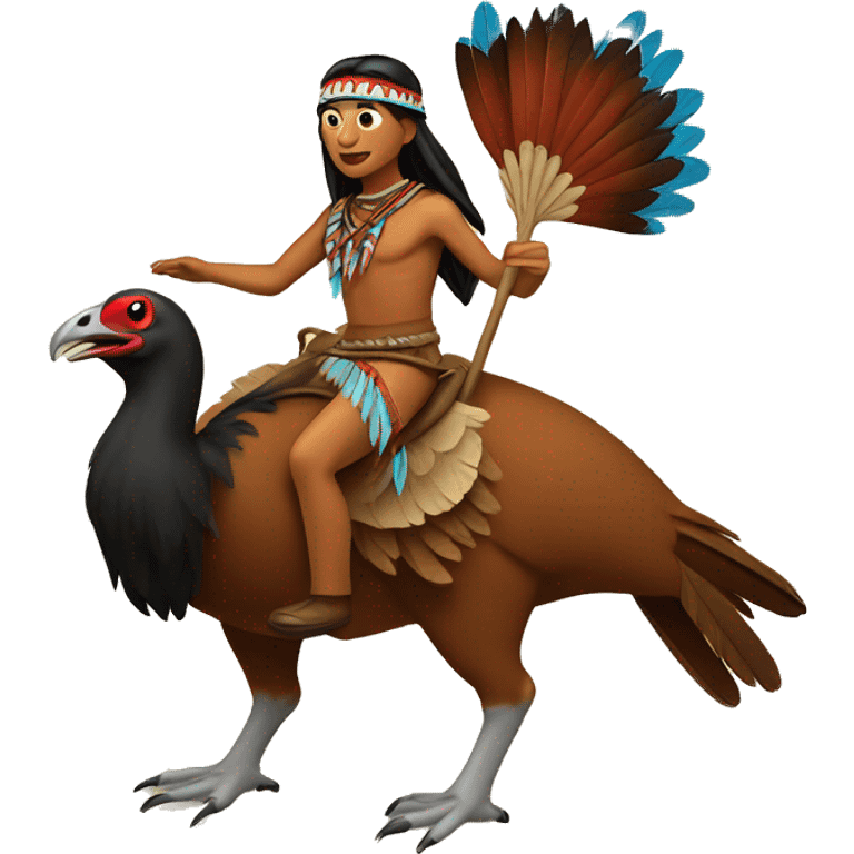 Native American riding a turkey  emoji