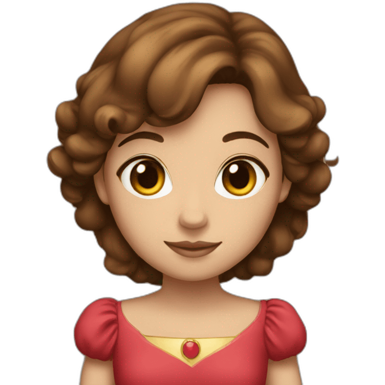 A princess with brown hair and brown eyes and red clothes  emoji