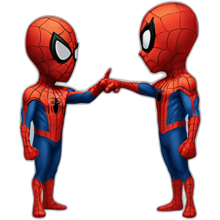 two spiderman pointing finger at each other emoji