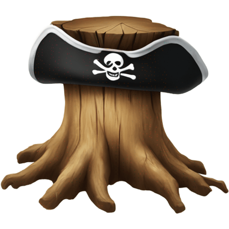 tree stump with a pirate hat emoji