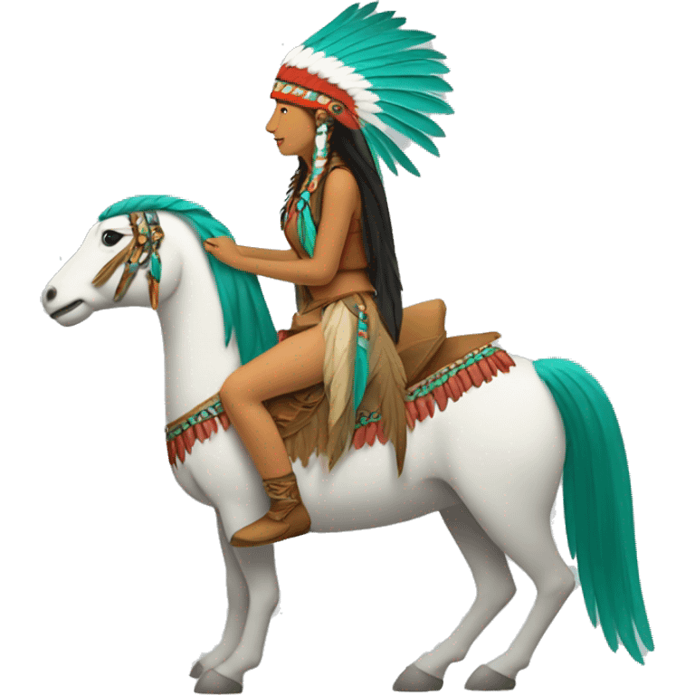 Native American Woman Riding a Quetzal that from a side profile  emoji