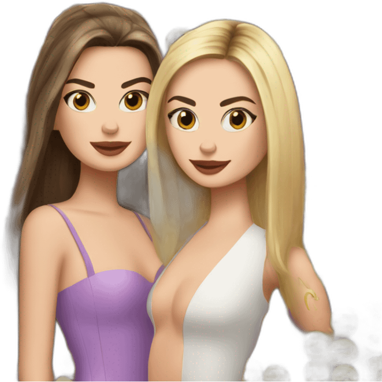 Margot robbie and hande ercel with straight hair emoji