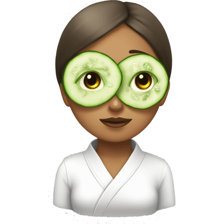 girl in spa with cucumbers in eyes and steam emoji