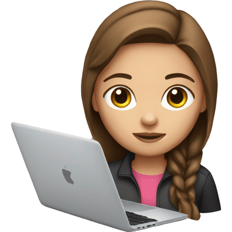 Girl brown hair working on MacBook  emoji