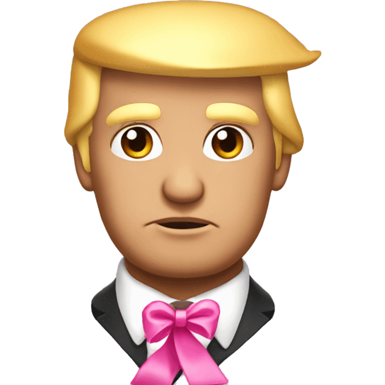 Donald trump with a pink ribbon bow on his head emoji