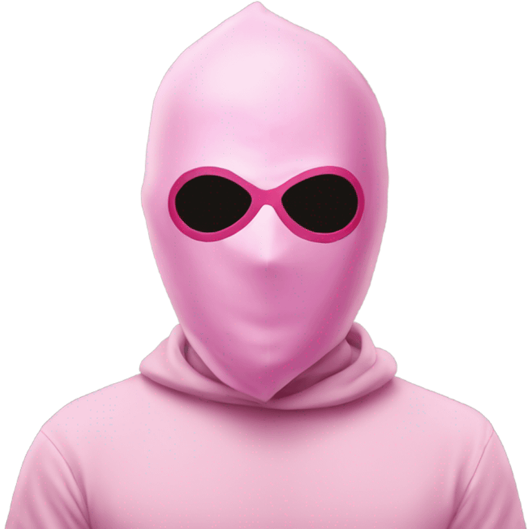 Pink masked man with circle on his mask emoji