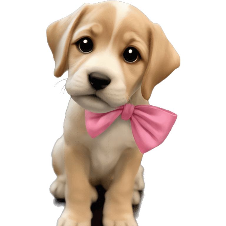 adorable puppy with pink bow emoji