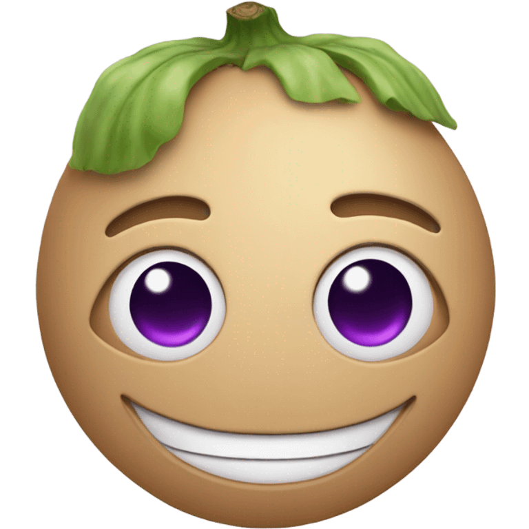 Smiling emoji with egg plant eyes  emoji