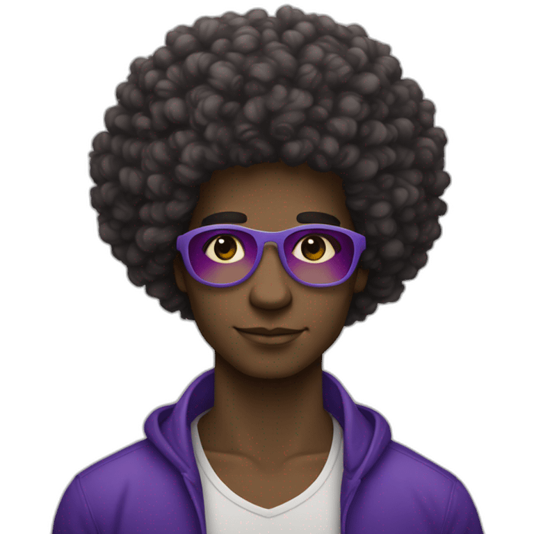 african-american man with curly "afro" hair holding the 3 shade bisexual flag emoji