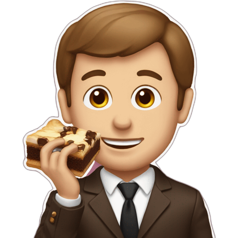 Macron eating brownies emoji