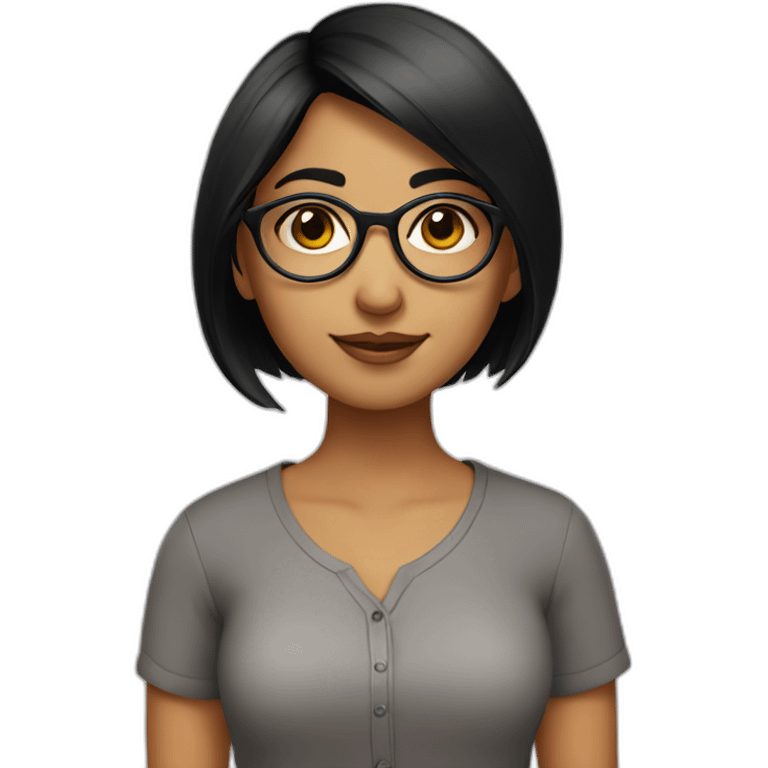 Indian girl wearing round glasses with very short black hair emoji