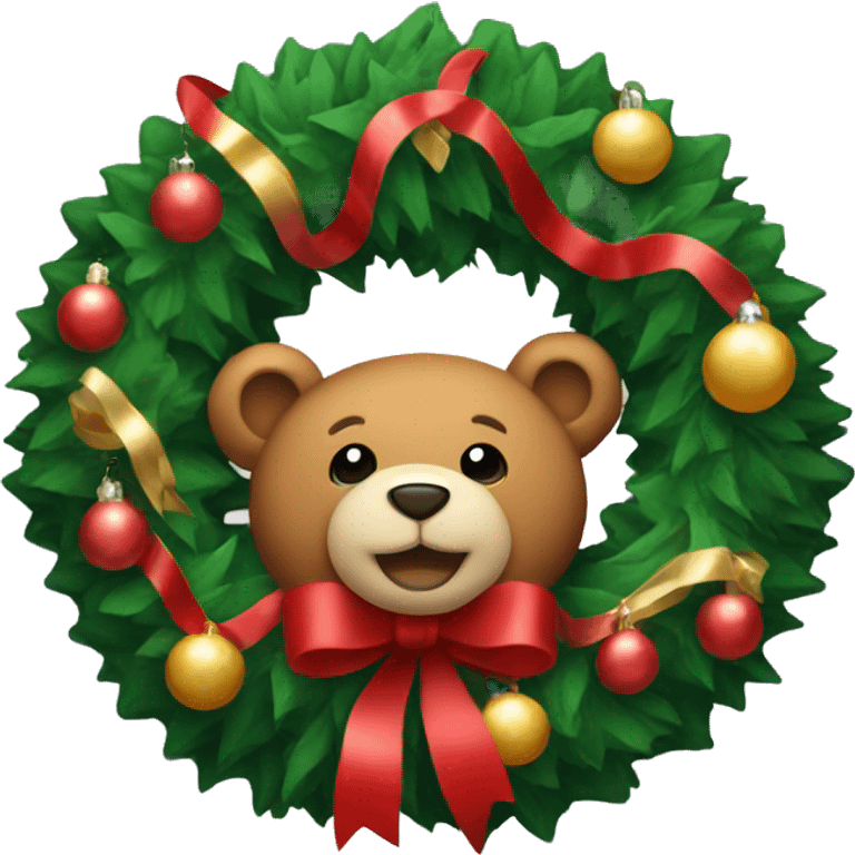 Christmas wreath with a teddy bear emoji