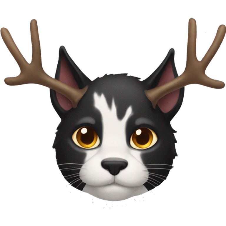 black cat with moose antlers emoji