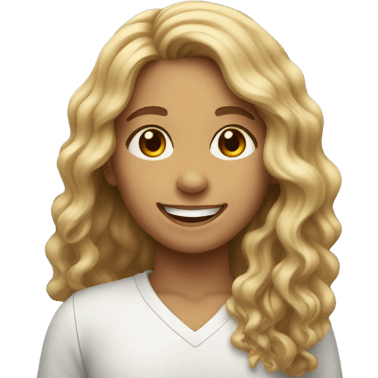 smiling girl with wavy hair emoji