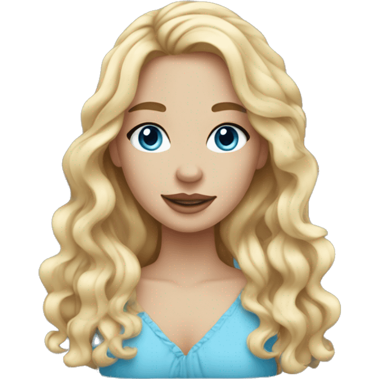 coquette girl long wavy blonde hair, blue eyes and freckles emoji