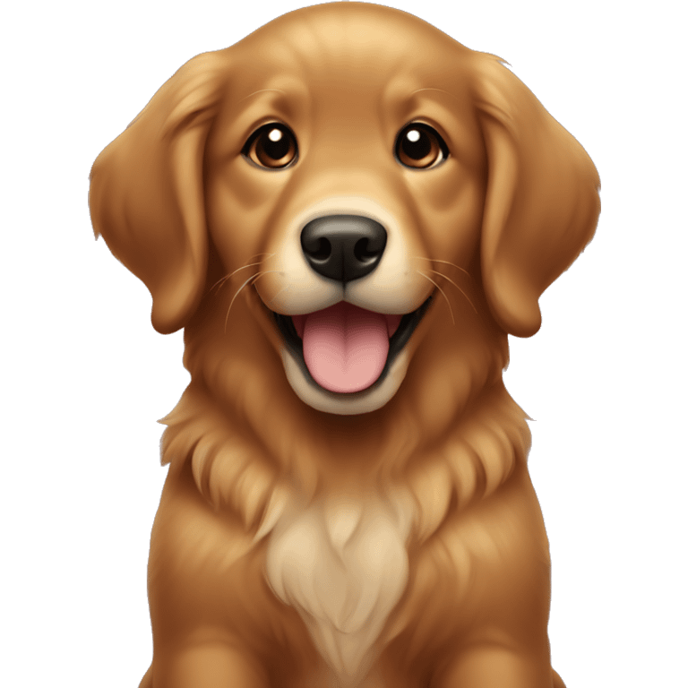 A dark red golden retriever puppy smiling  emoji