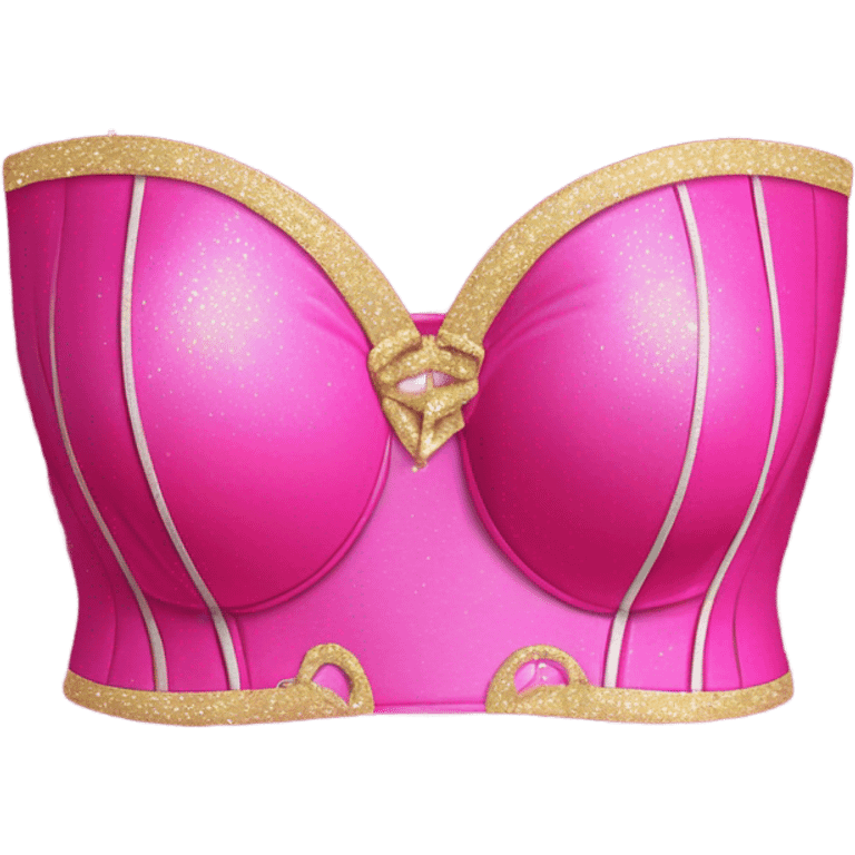 Hot pink corset and bikini bottom with glitter emoji