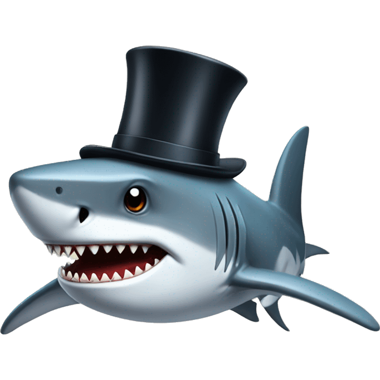 Shark with a top hat emoji