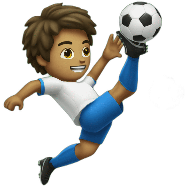 Man playing soccer and does bicycle kick emoji