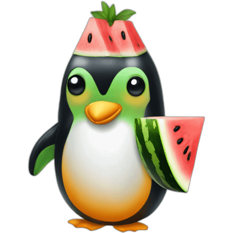 Penguin watermelon emoji