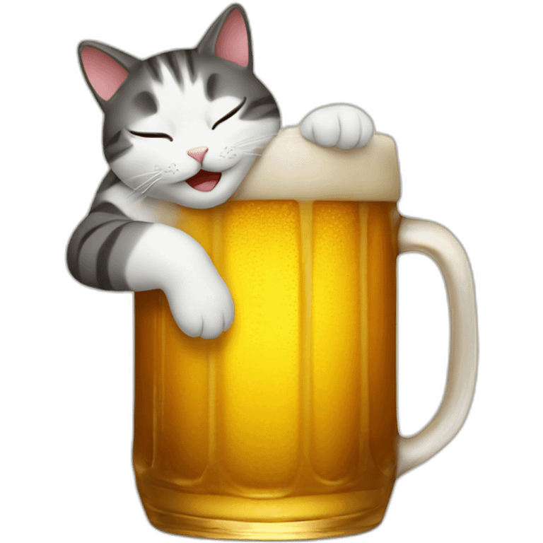 Cat dreaming beer emoji