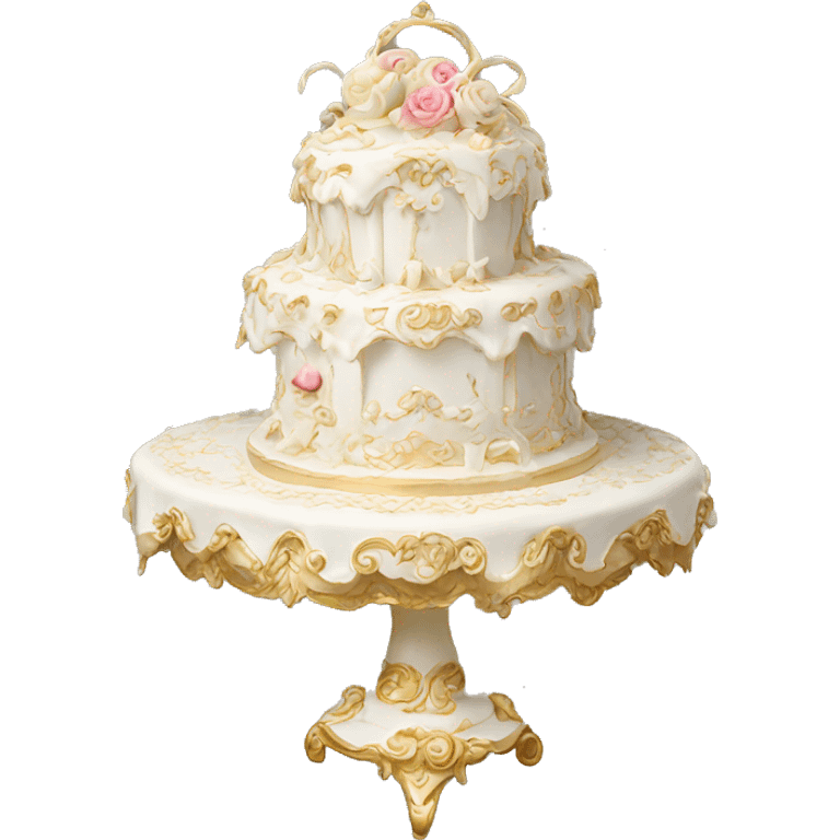 highly detailed white rococo cake emoji