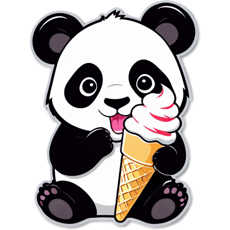 Panda eating ice cream emoji