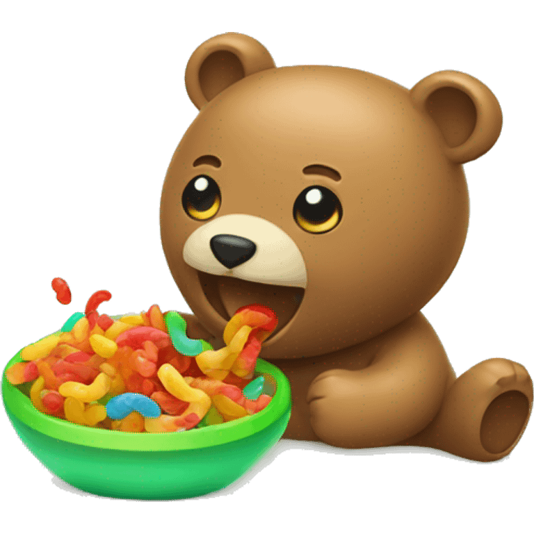 whiye bear eats gummy worms emoji