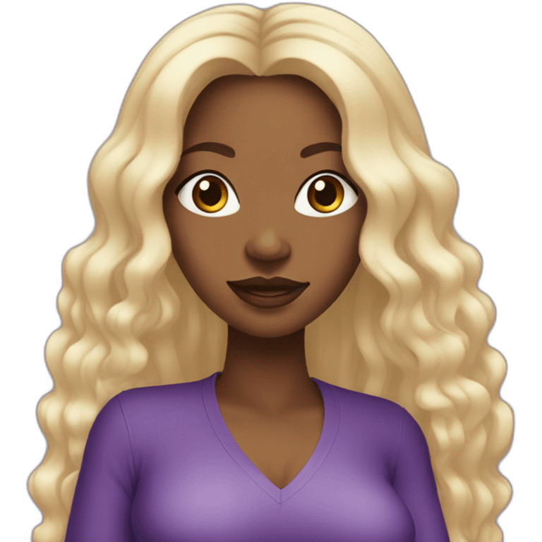 black woman in purple fashion y2K with long hair emoji