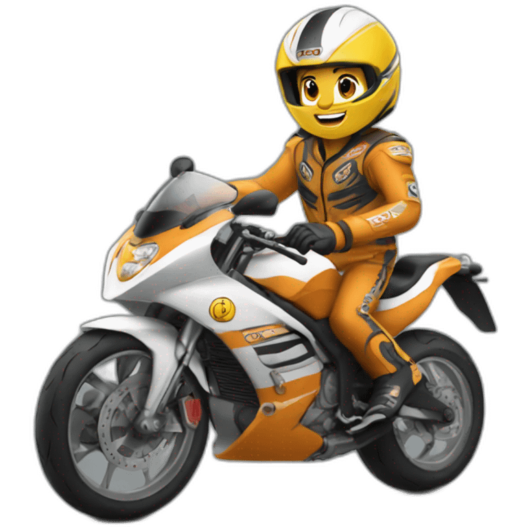 Tigre montando en moto de carreras emoji