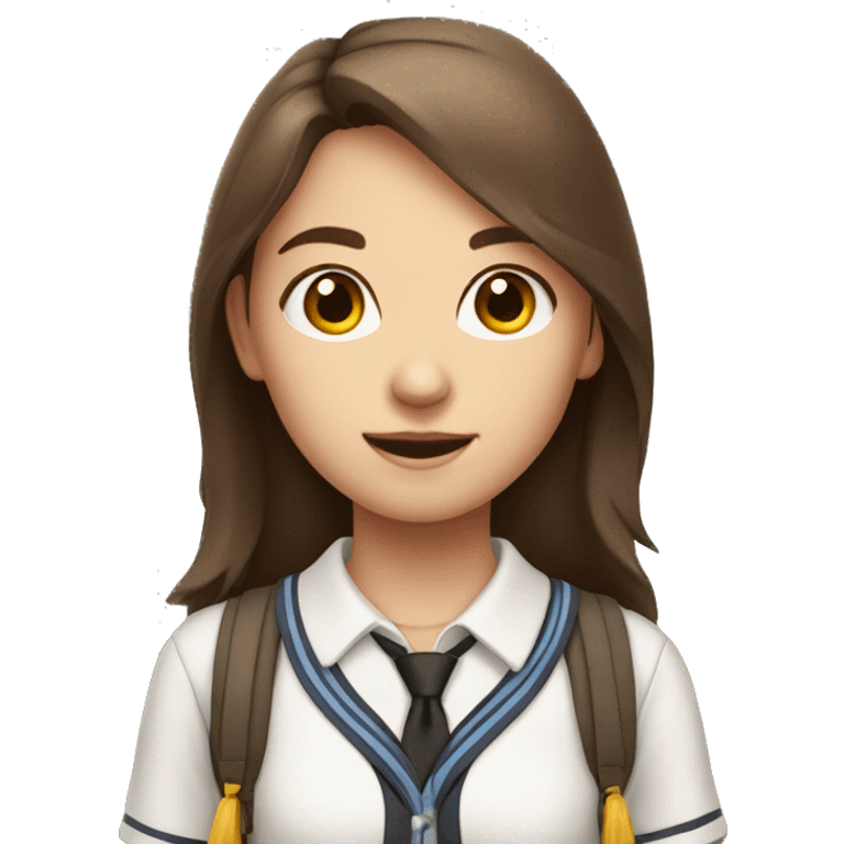 Cute girl in school uniform brown hair  emoji