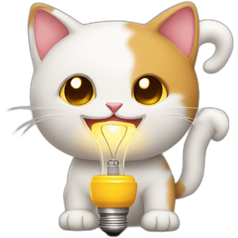 kitty cat with a light bulb in his paws emoji