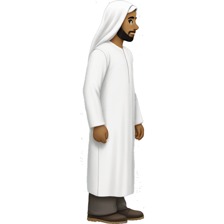 sideview of a bearded muslim man in a white thobe walking emoji