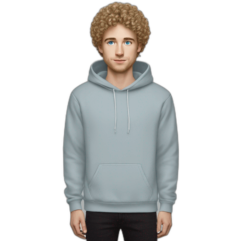 white young guy curly hair split blue eyes black hoodie emoji