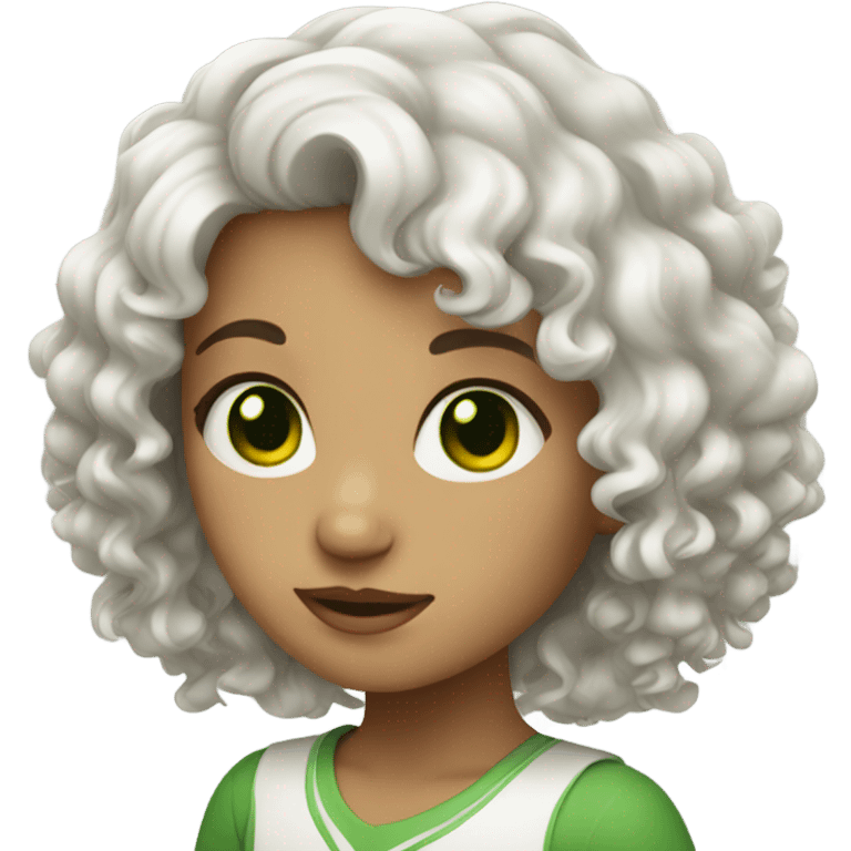 white, curly haired, green eyed girl  emoji