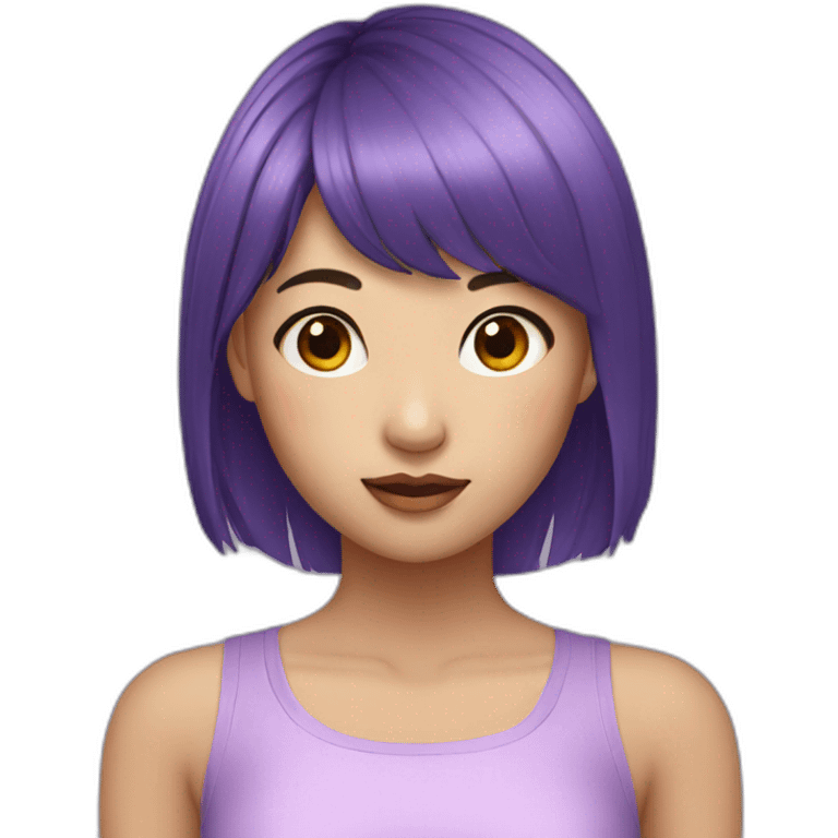 Purple bangs Asian girl emoji